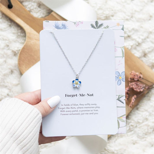 Forget-Me-Not Flower Necklace on Greeting Card